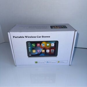 NIB Portable Wireless Car Stereo - ELECTRONIC phone connection to car in black